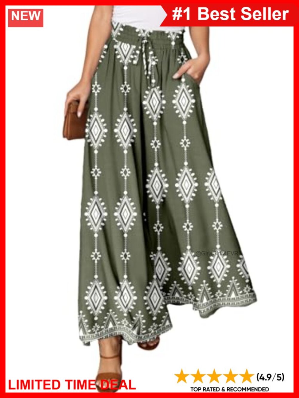 High Waisted Wide Leg Pants Drawstring Elastic Waist Loose Fit